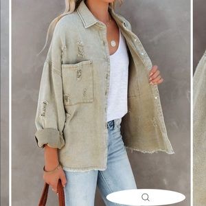 Vici Thinking Out Loud Distressed Cotton Denim Jacket